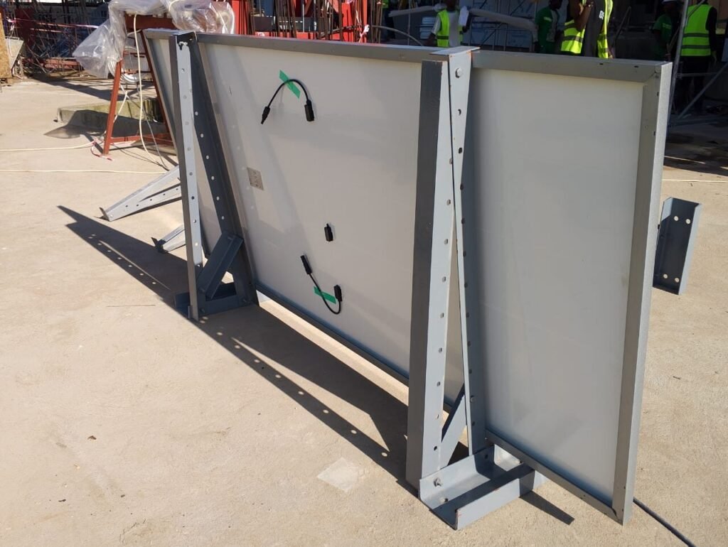 Fabricated panel frames staged on site ready to be fixed